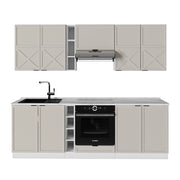 Cucina componibile Fame-Line GrigioBeige/Bianco 235 cm senza piano di lavoro Vicco
