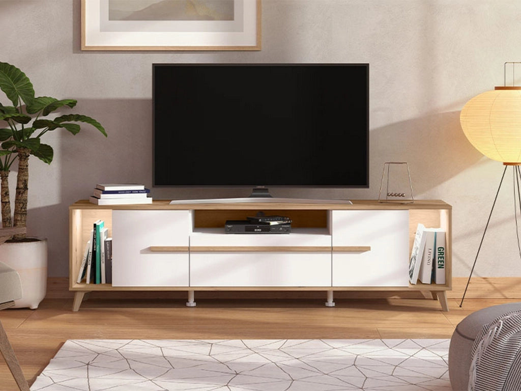 Cavour, Mobile Porta tv un Cassetto, 189x40x52h cm Beige