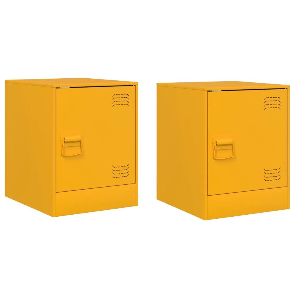 Comodini 2 pz Giallo Senape 34,5x39x44 cm in Acciaio 841614