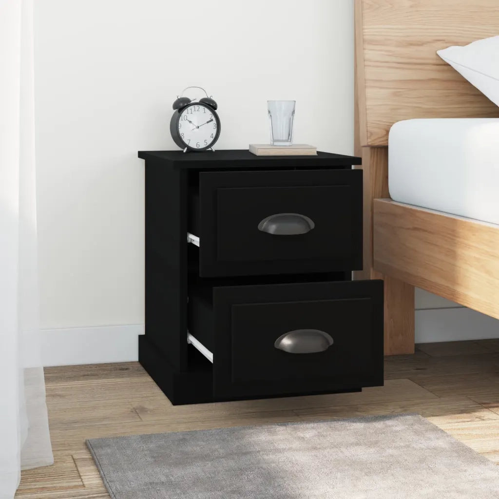 Comodino | Armadio da Notte | Mobiletto da notte Nero 39x39x47,5 cm in Legno Multistrato
