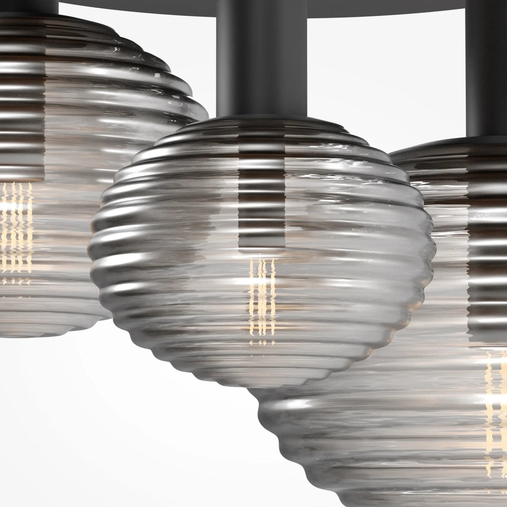 Maytoni Plafoniera moderna Reels 3 luci E14 nero metallo vetro