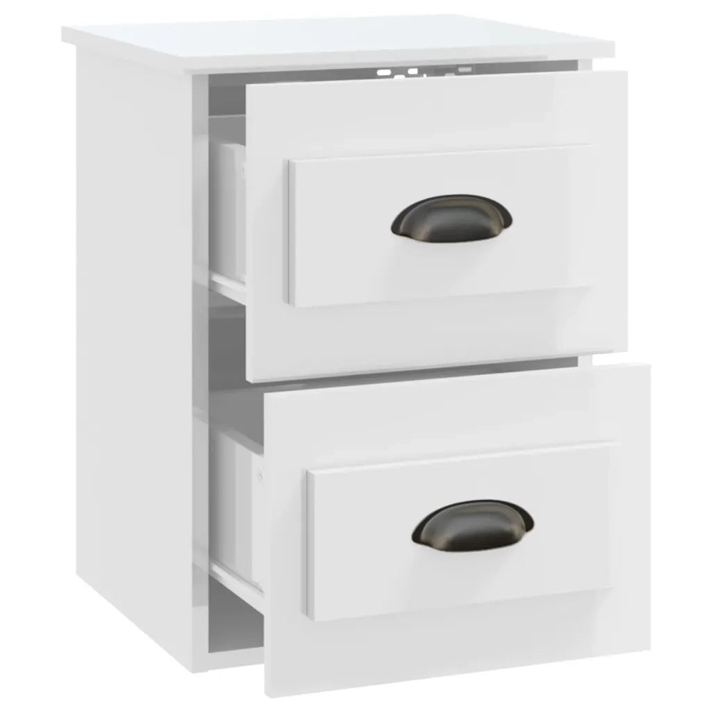 Comodini a Parete 2 pz-Set di 2 Tavolino da notte Bianco Lucido 41,5x36x53 cm