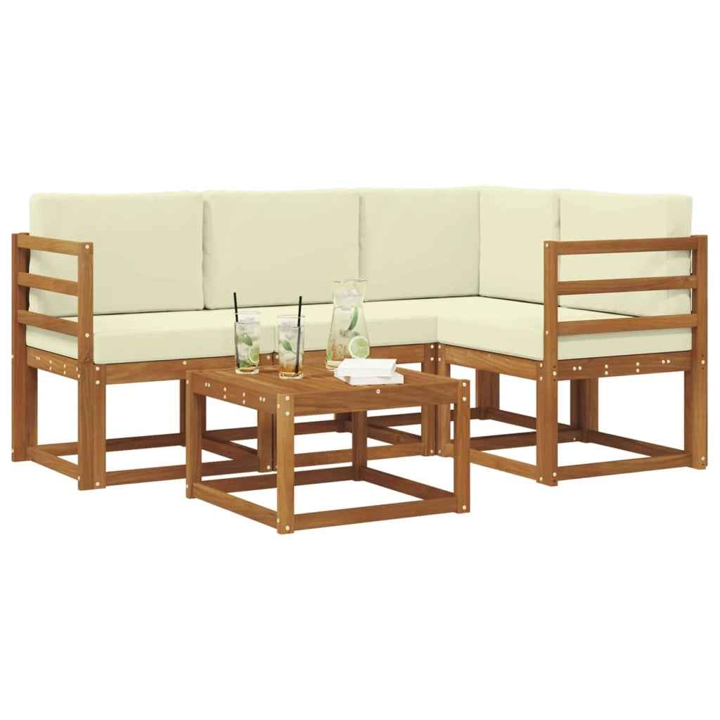 Set di divani da esterno con cuscino 5 pcs Naturale e Crema