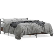 Letto matrimoniale | Letto per adulti | Giroletto Rovere Marrone 150x200cm in Legno Multistrato Metallo