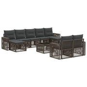 Set Divano da Giardino 10 pcs Grigio e Grigio Scuro polyrattan