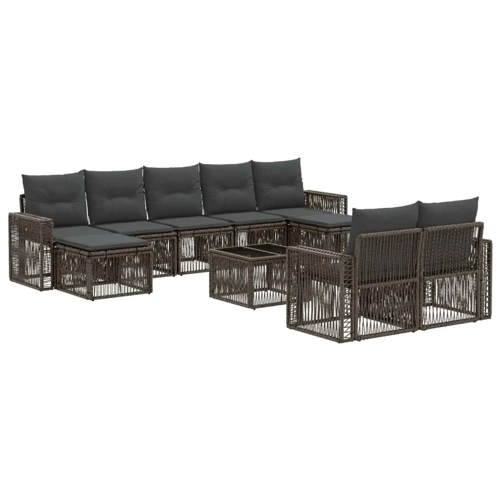 Set Divano da Giardino 10 pcs Grigio e Grigio Scuro polyrattan
