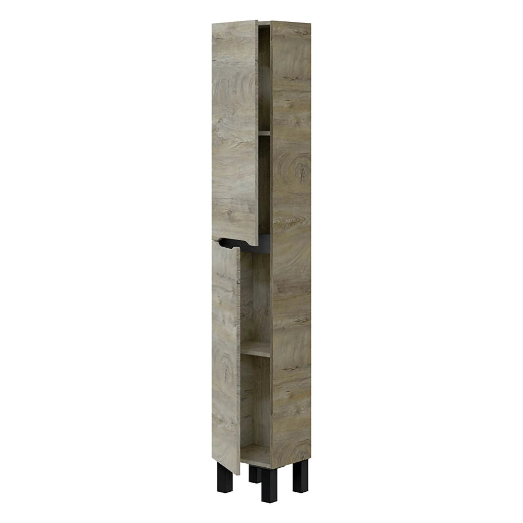 Trogir, Mobile Colonna 3 Ripiani, 30x25x182h cm Marrone Rovere Grigio