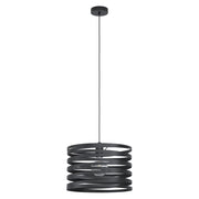 Lampadario A Sospensione Contemporaneo Cremella Acciaio Nero 1 Luce E27 D37