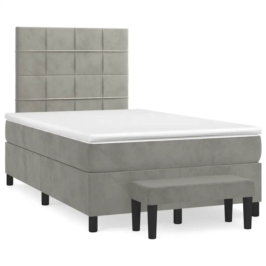 Giroletto a Molle con Materasso Grigio Chiaro 120x190cm Velluto