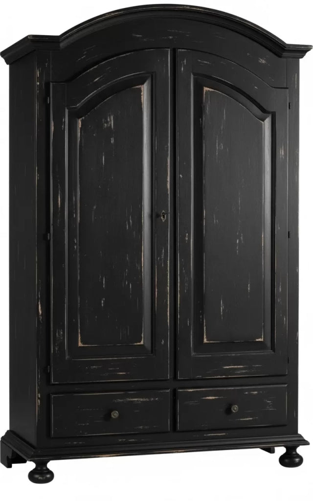 Armadio 2 porte shabby legno nero consumato 125x61x200 - Mobili 2G