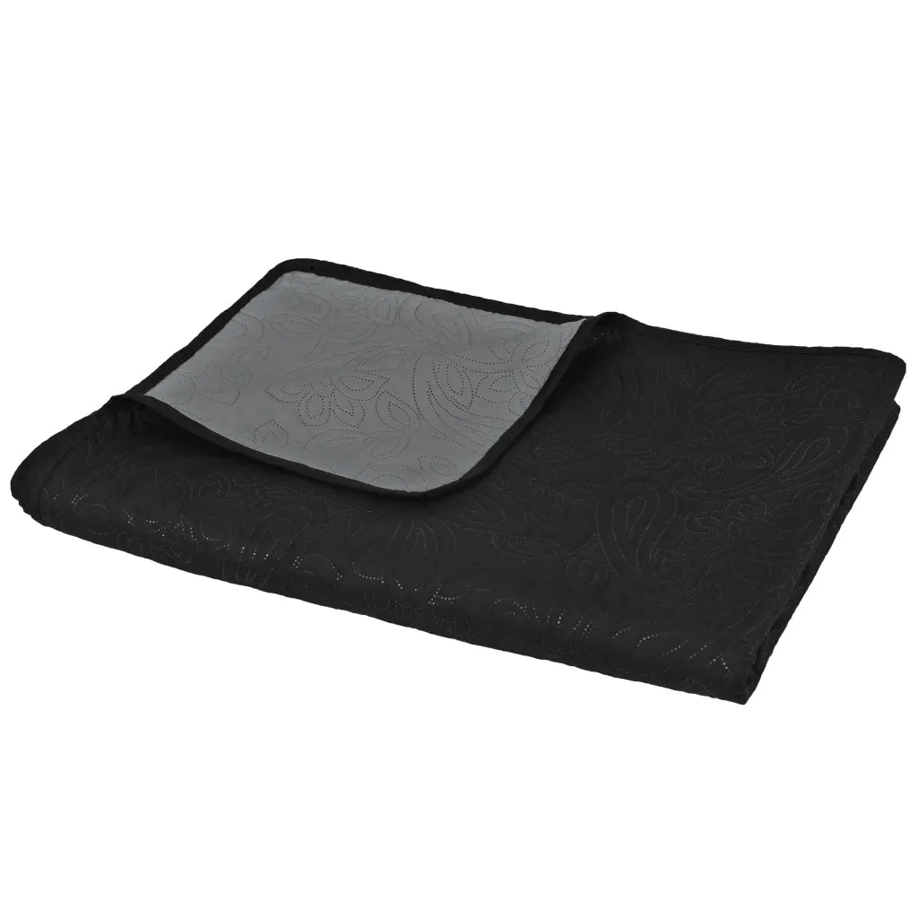 Copriletto Double-Face Trapuntato 170x210 cm Grigio e Nero 132965