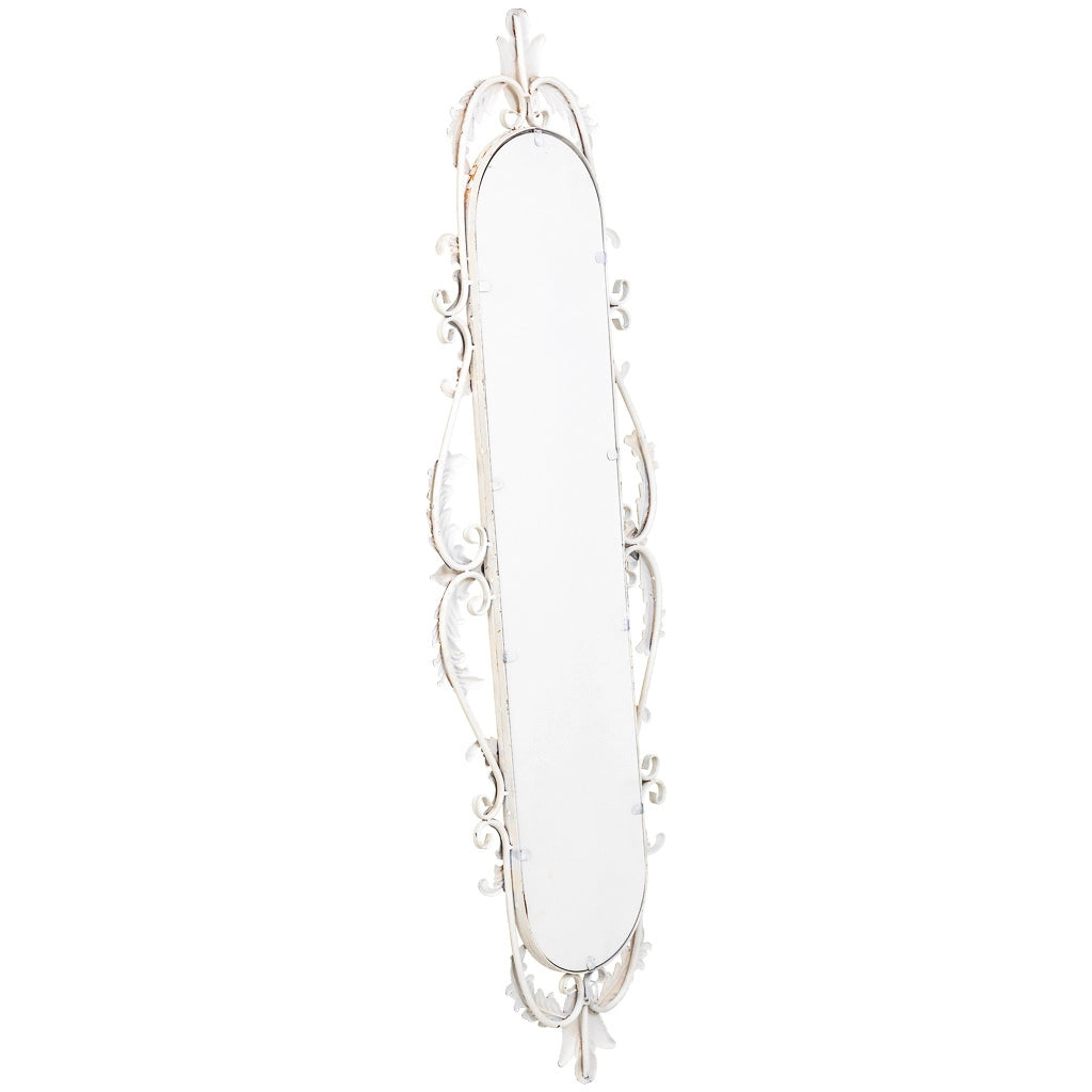 Specchio in legno e ferro bianco 41x2,5x128h cm