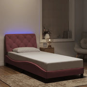 Giroletto con LED senza Materasso-Struttura Letto Rosa 90x200 cm in Velluto
