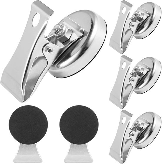6 x Clip magnetica in acciaio inossidabile 3,2 cm tenuta frigorifero membrolo magnetico clip whiteboard con tessuto antiscivolo.