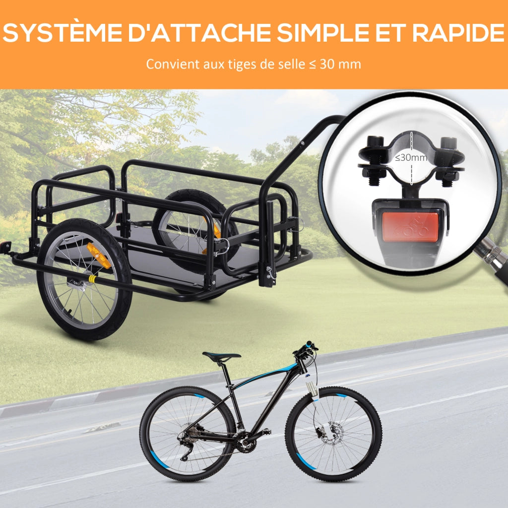 Rimorchio per bicicletta ¨C zephmum ¨C nero 155x71.5x77 cm 40 kg
