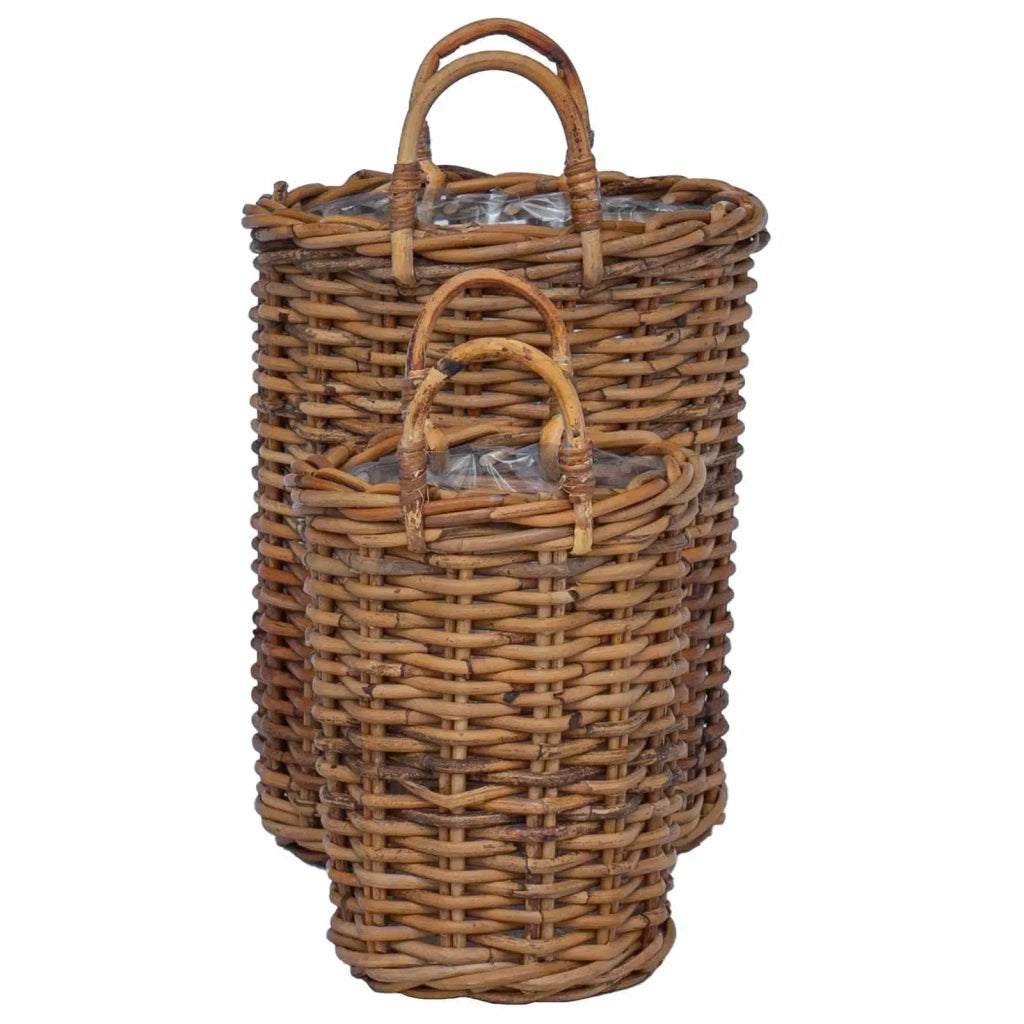 Cesto per Piante con archiviazione 2 pcs Marrone Rattan Kubu