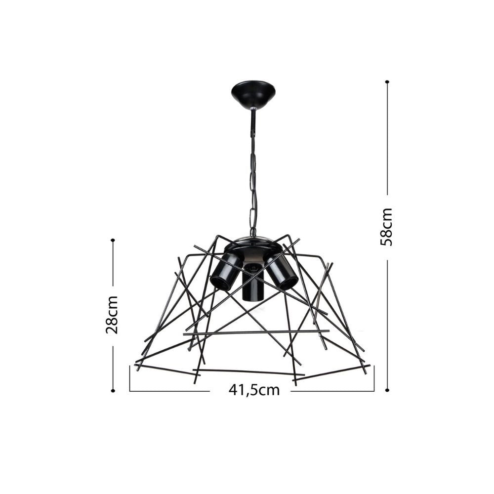 Lampada a sospensione Tena MDL3854 luci in metallo nero asimmetrico EFFEZ