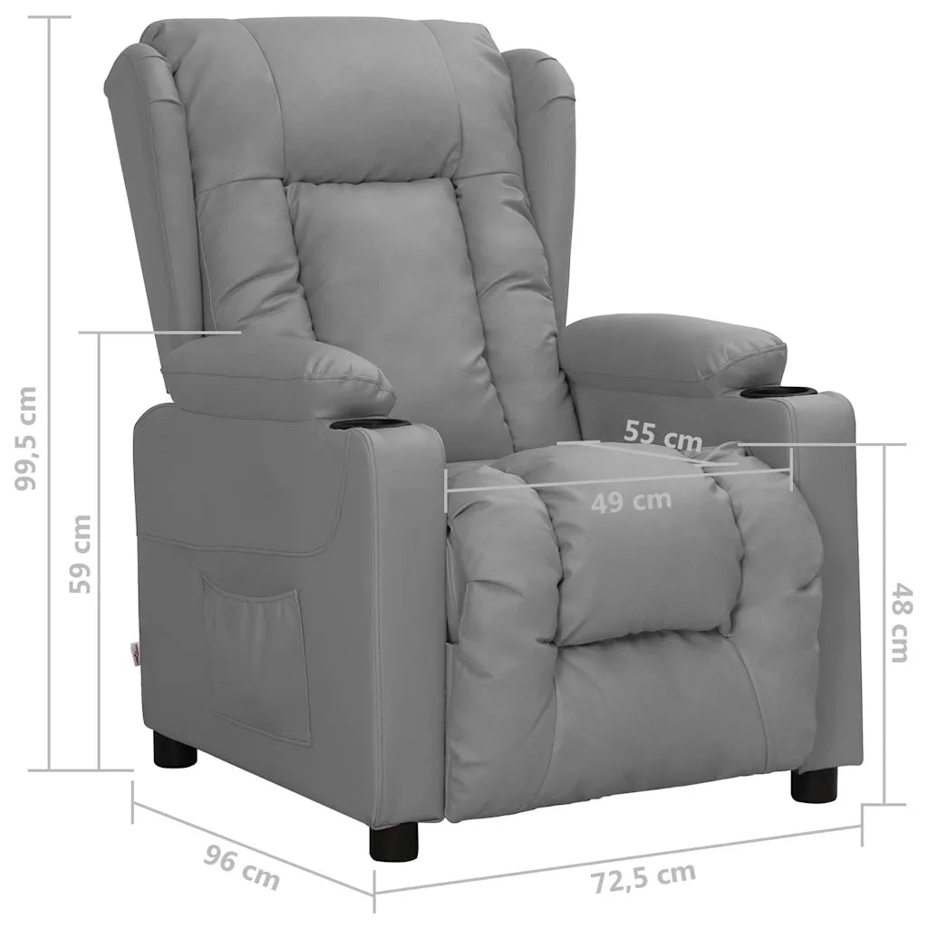 Divano Sedia-Poltrona Reclinabile Grigia in Similpelle 345561