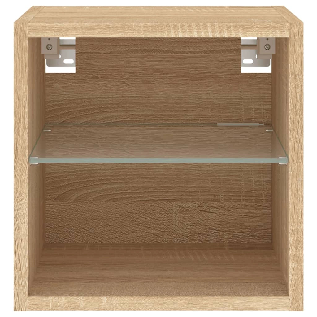 Mobile TV multimediale da parete mensola TV credenza mobile TV sala da pranzo soggiorno camera da letto luci LED 2 pezzi rovere Sonoma 30 x 28,5 x 30 cm marrone 02_0029170