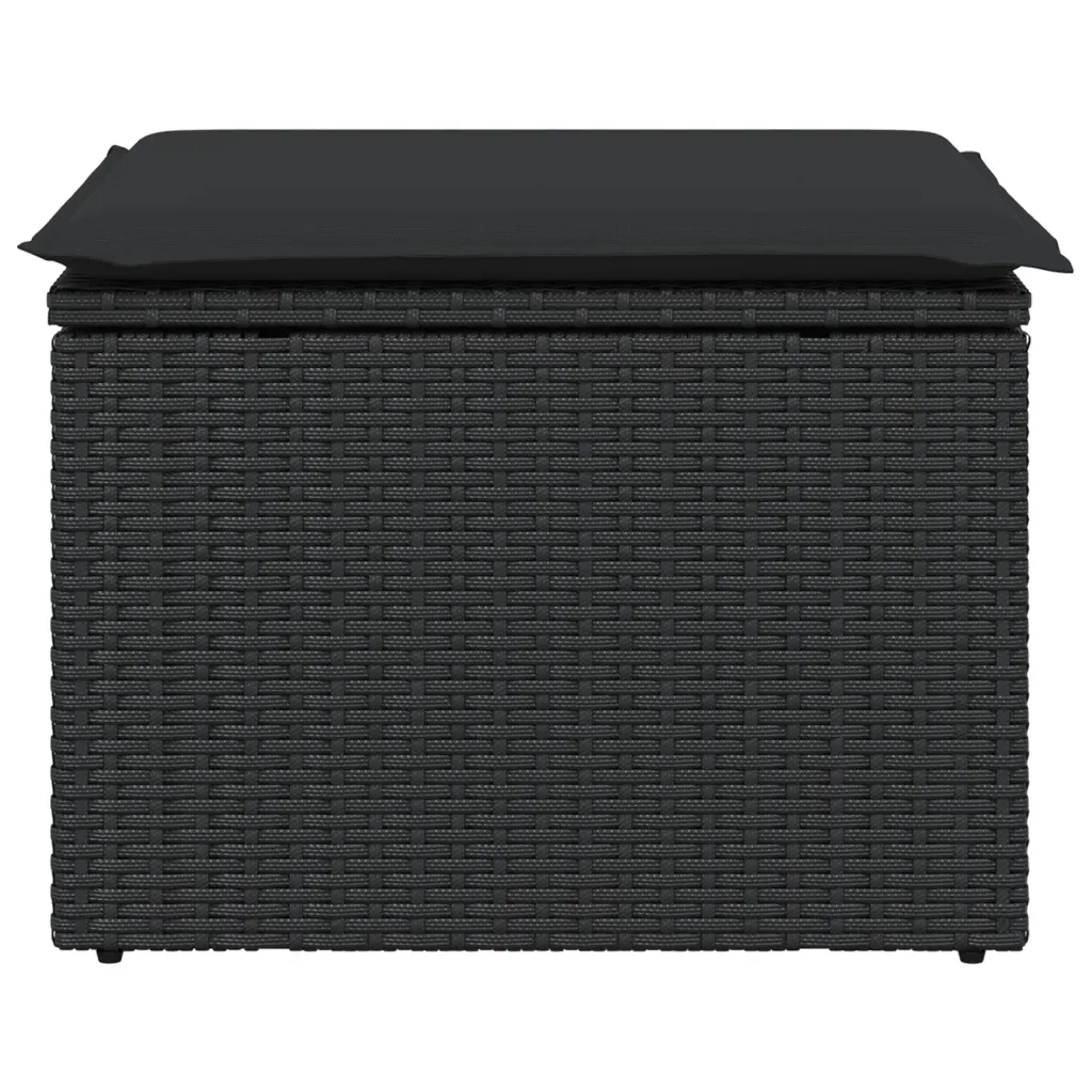 Sgabello da giardino con cuscino nero 55x55x37 cm in polyrattan 365968
