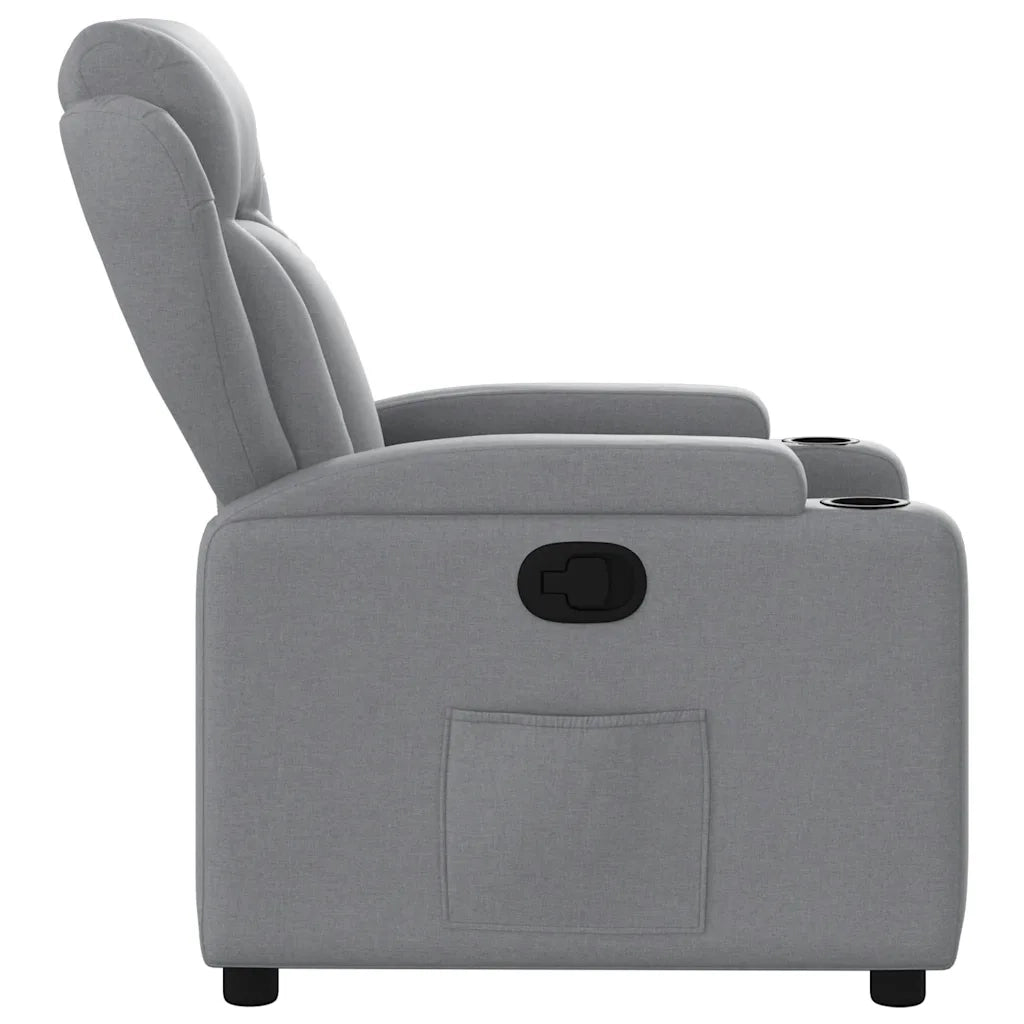 Poltrona | Sedia Relax Reclinabile in Tessuto Grigio Chiaro