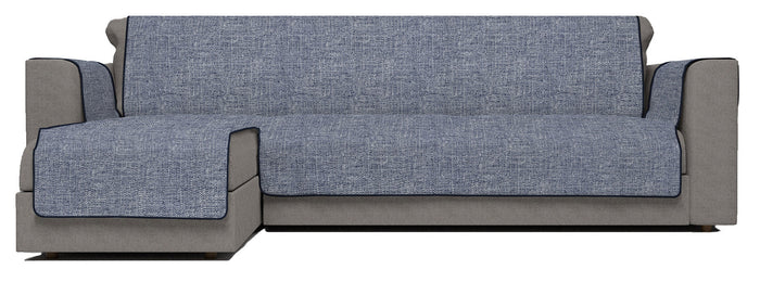 Copridivano in Poliestere con Penisola Sinistra Seduta 190 cm Blu Scuro