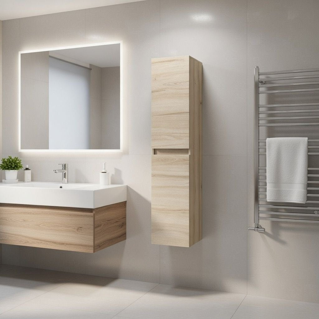 Colonna bagno sospesa mod. LOFT cm. 130  - Rovere Bianco