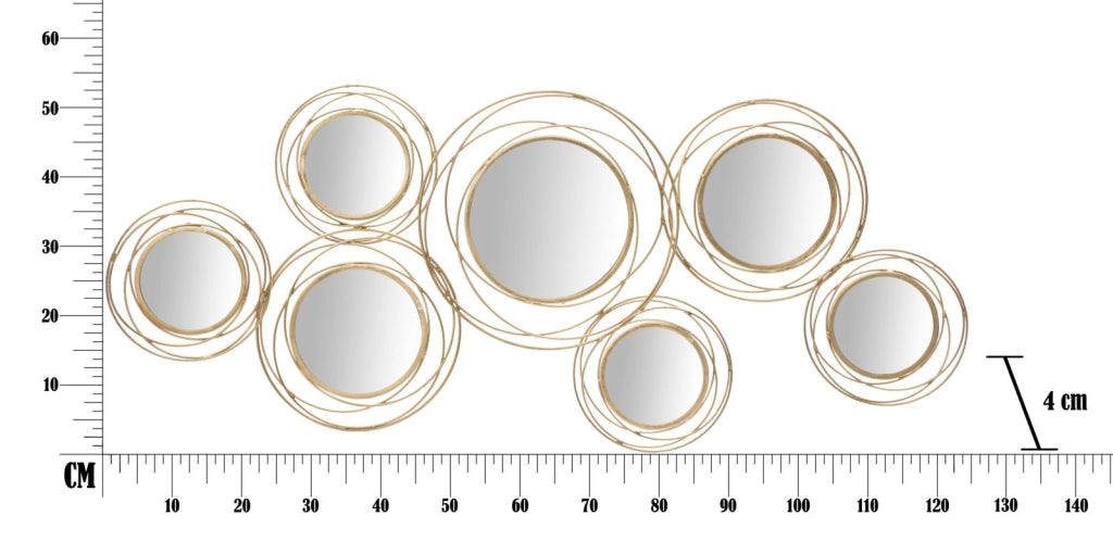 Pannello Specchio Oro Round 124,5x4x53,5 cm in Ferro Oro