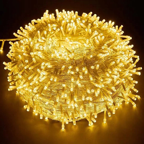 Illuminazione a LED, lampada decorativa con luce calda, lampada da tavolo per Natale, lampada da notte per finestra, lampada da terra, illuminazione creativa per interni e esterni, 10 metri 100 lampadine connessi modello, luce bianca calda