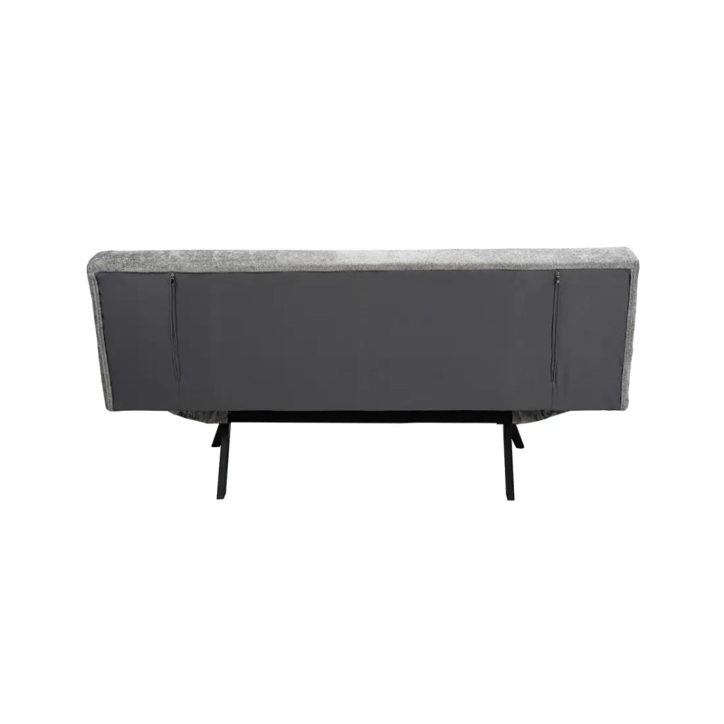 Divano letto SALVORA - Tessuto grigio - Materasso in schiuma integrato - Struttura in legno - Design compatto e pratico