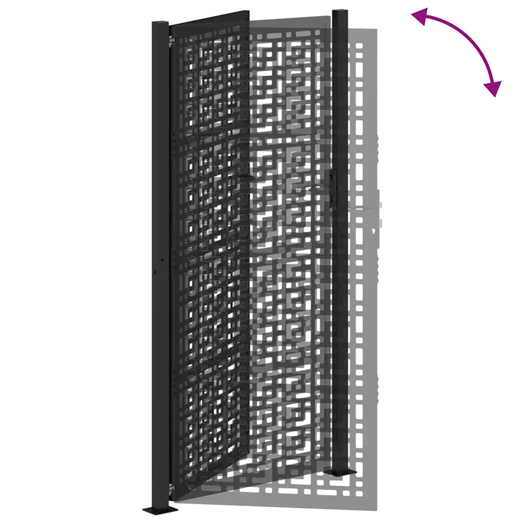 Cancello Giardino Nero 105x205 cm in Acciaio Design a Croce