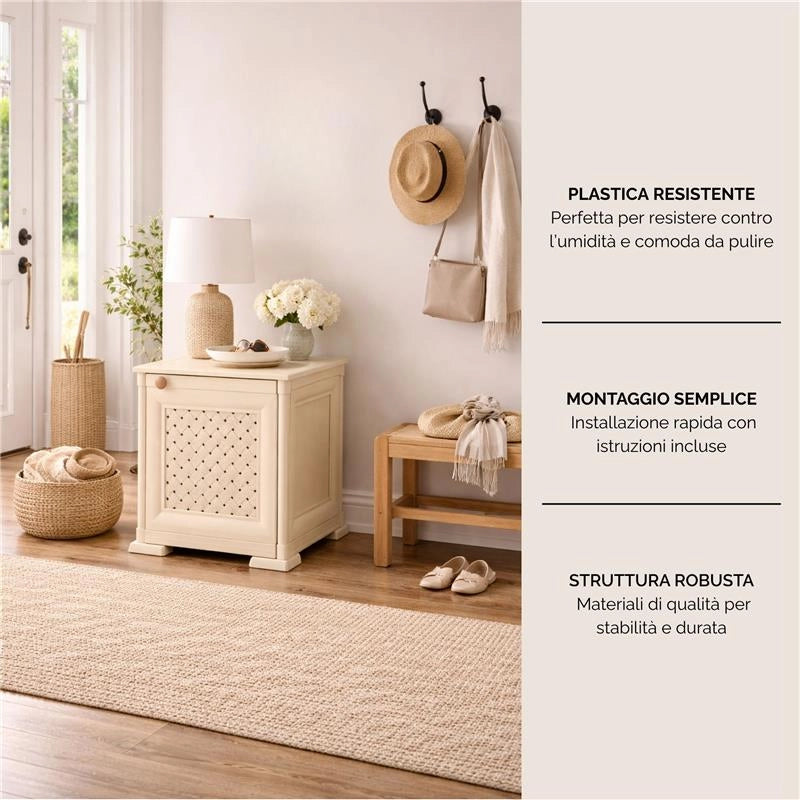 MOBILE 1 MODULO ANGORA 40X43X46 CM CON ANTA TRAFORATA – CONTENITORE COMPATTO ORGANIZZAZIONE CASA PER ZONA LIVING E INGRESSO
