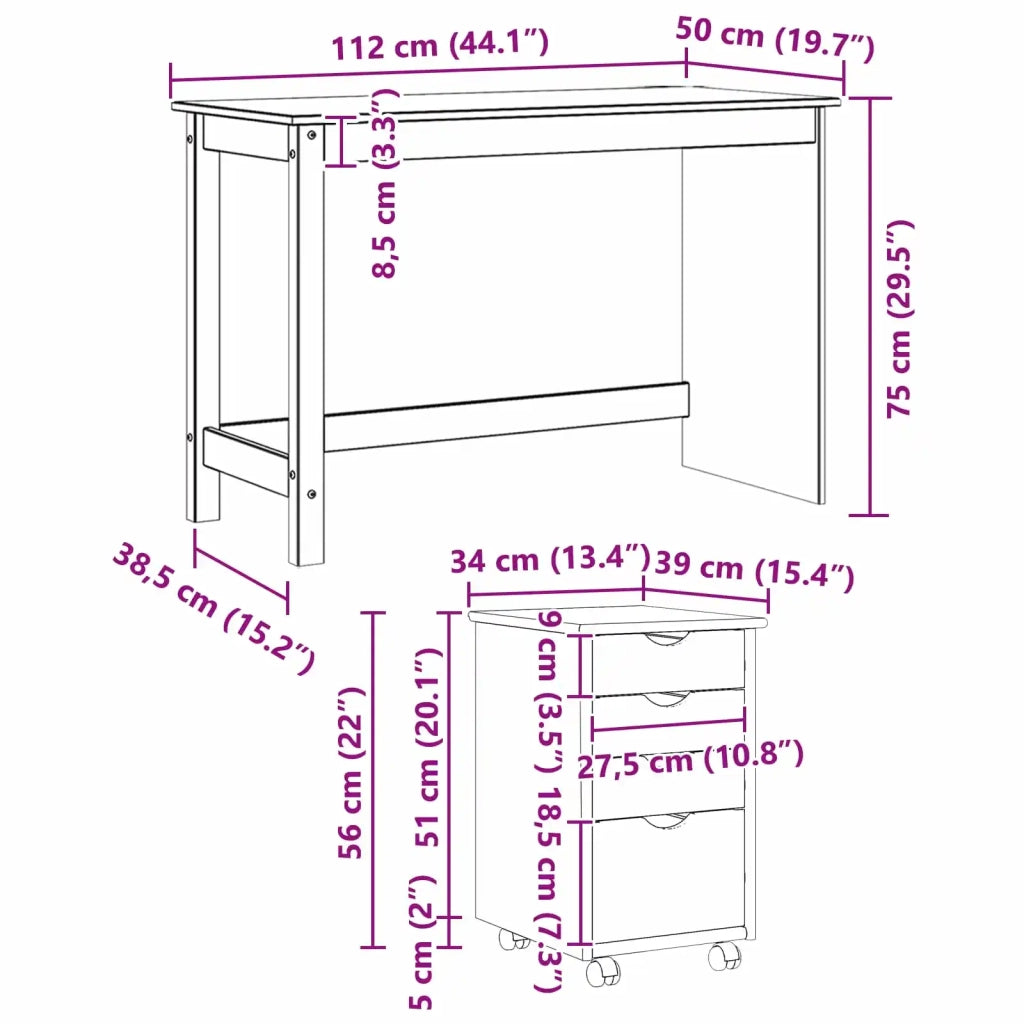 Set di Scrivania e Armadietto 2 pz Bianco 3438766