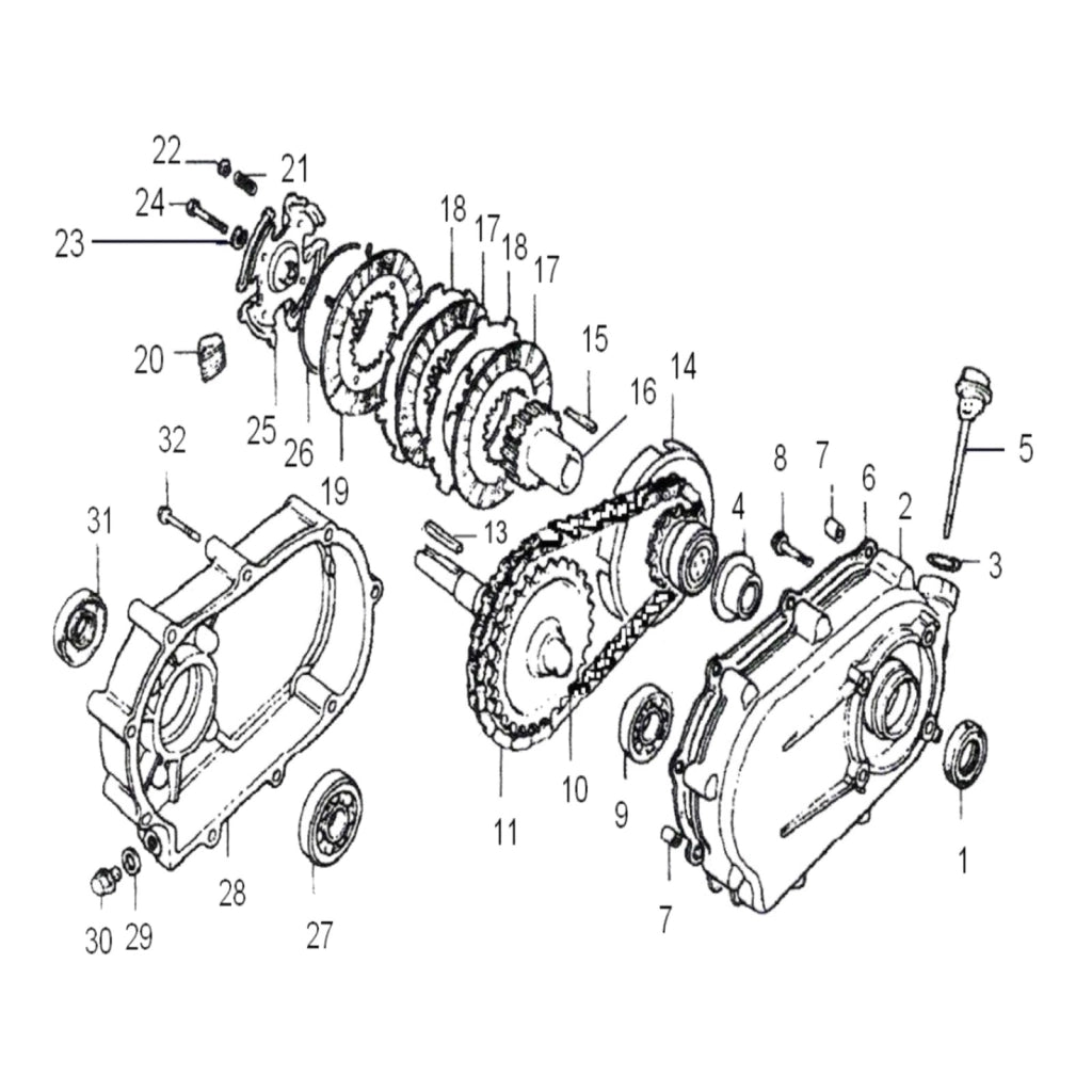 LIFAN Frizione a bagno d’olio Q2 25 mm per motori da 8-15 CV GX240 390