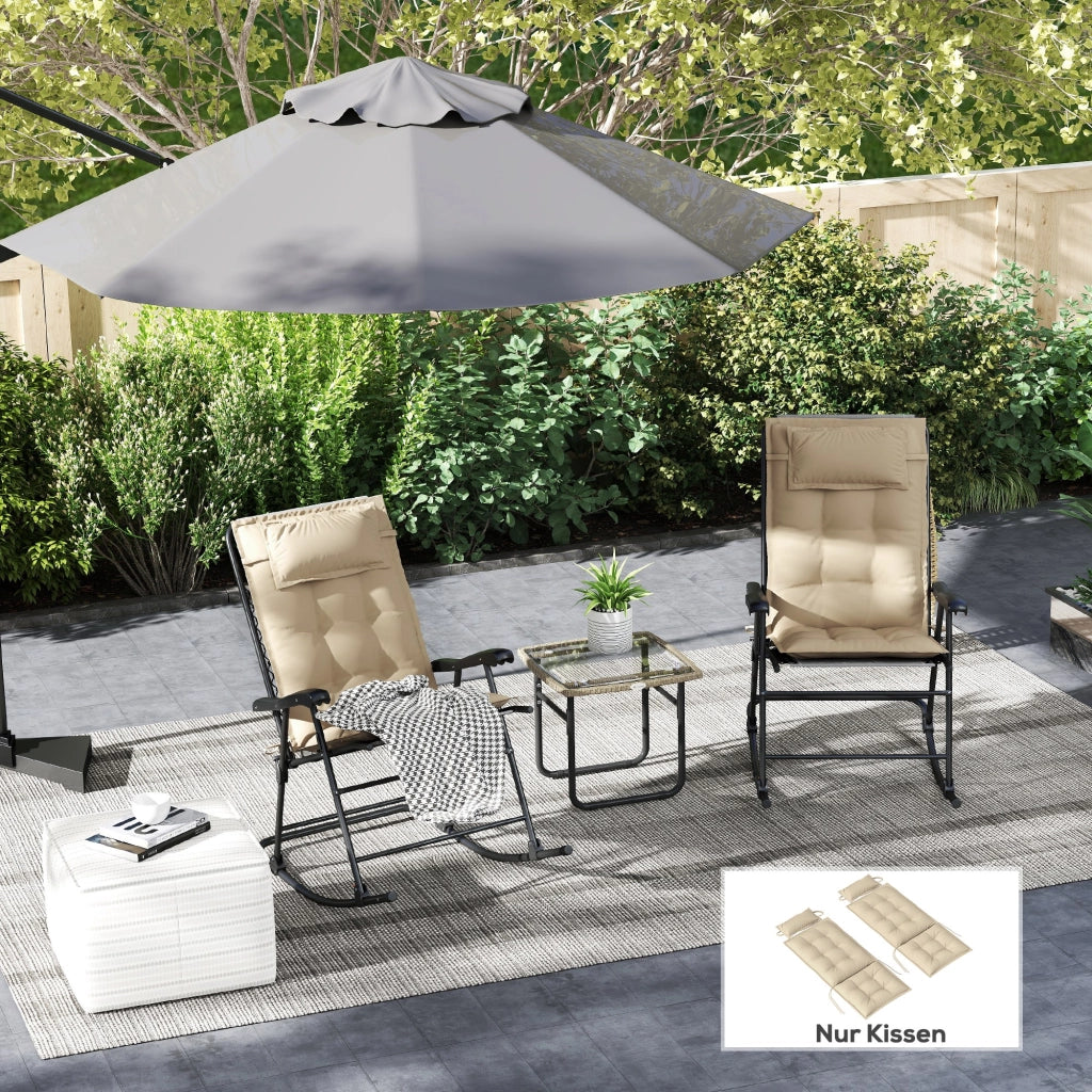 Cuscini per Lettini Sole Polipropilene Impermeabili 2 Pezzi ¨C Zephmum ¨C 50x116x5 cm Beige