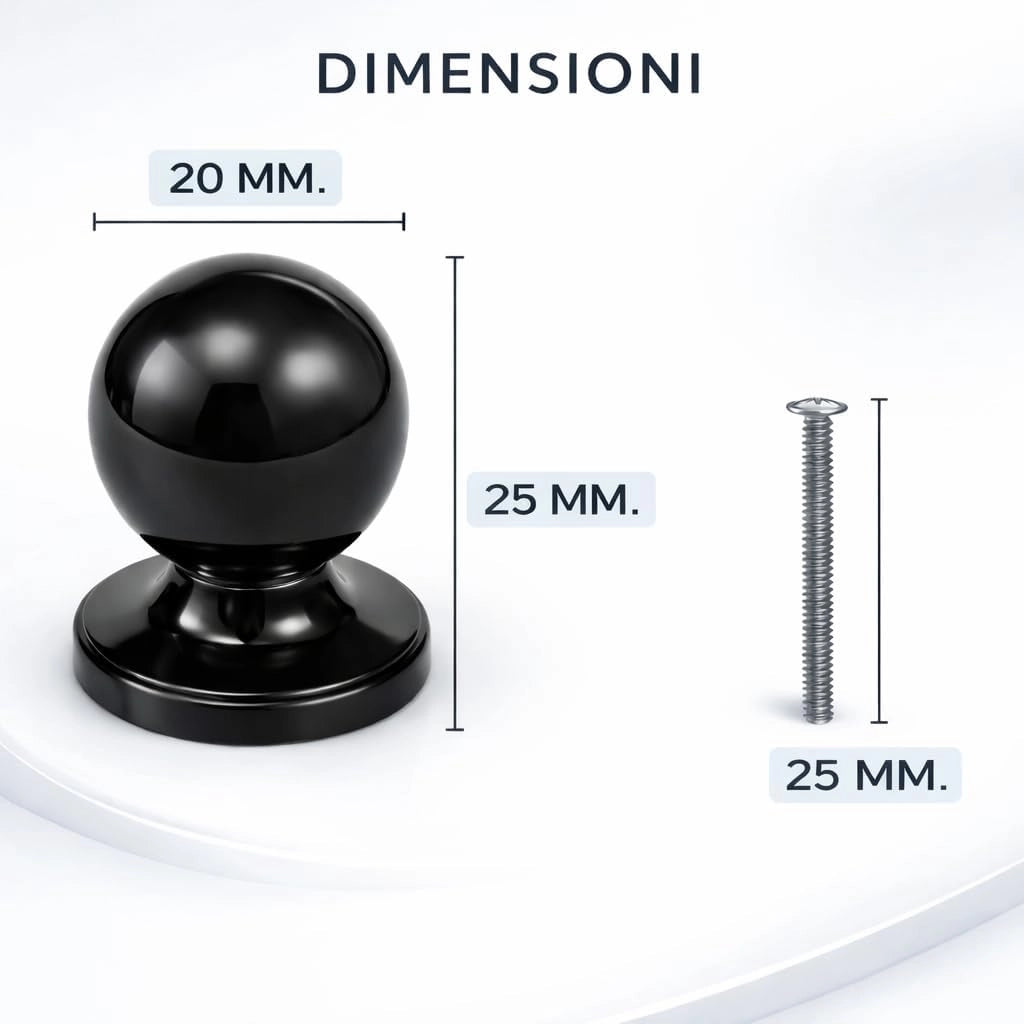 Pomolo per mobili 20x25 mm cromo lucido per cassetti e ante - confezione da 2 pezzi