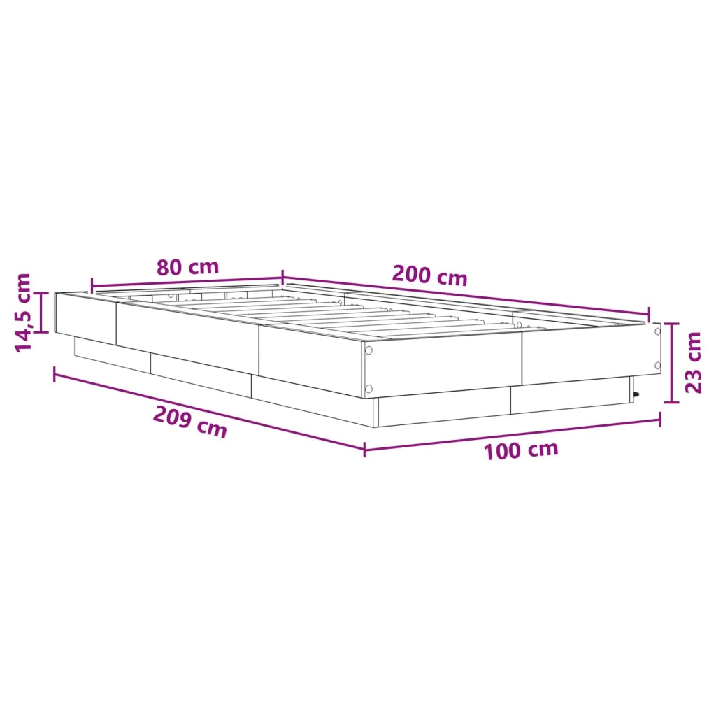 Letto con LED Legno antico 80 x 200 cm Legno ingegnerizzato 3429584