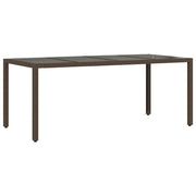 Tavolo Giardino | Tavolino da esterno Piano in Vetro Marrone 190x90x75 cm Polyrattan