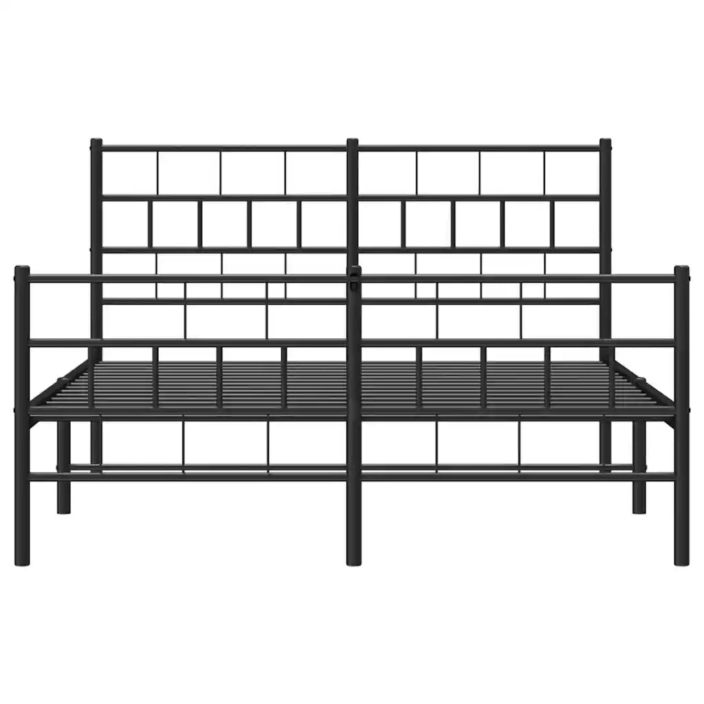 Giroletto con Testiera e Pediera Metallo Nero 150x200 cm