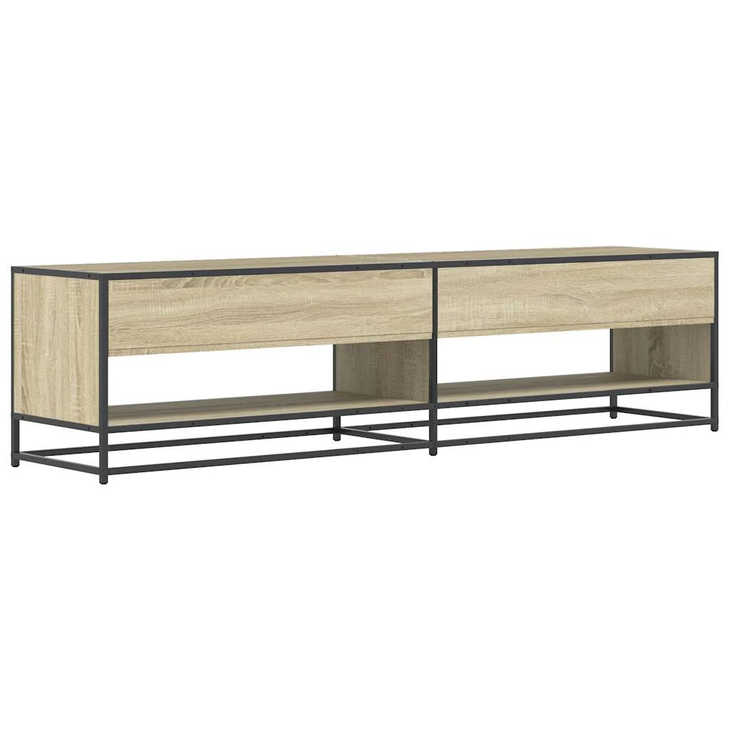 Mobile porta TV in stile industriale con ampio vano contenitore 180,5 x 40 x 46 cm realizzato in legno ingegnerizzato di rovere Sonoma 02_0055618