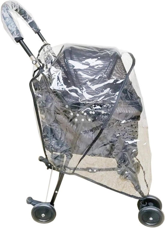 Carriolo per Animali Opzionabile con Cappuccio e Fori di Ventilazione - Impermeabile - Accesso posteriore - Adatto per Cani e Gatti - Buggy per Animali - Translucido