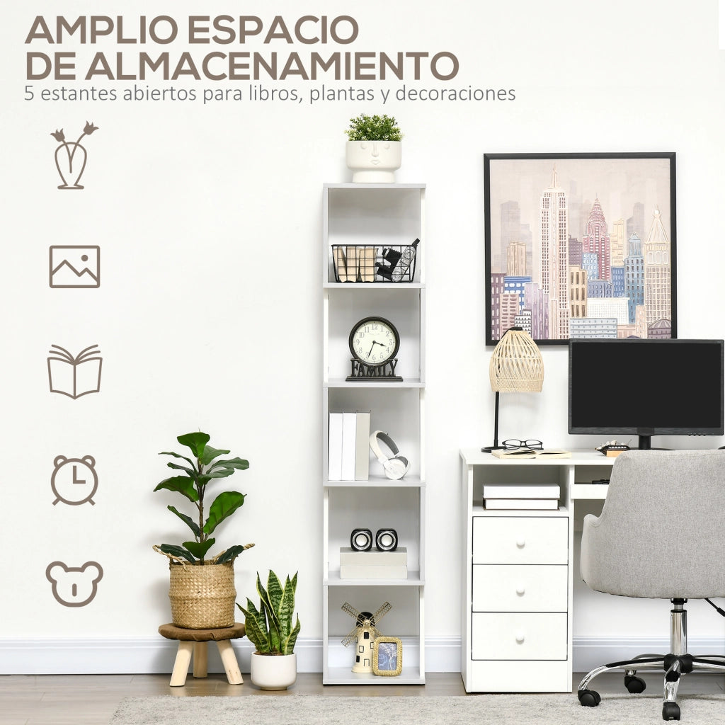 Libreria a S con 5 Ripiani per Libri ¨C zephmum ¨C 33x28x161 cm Bianco Grigio