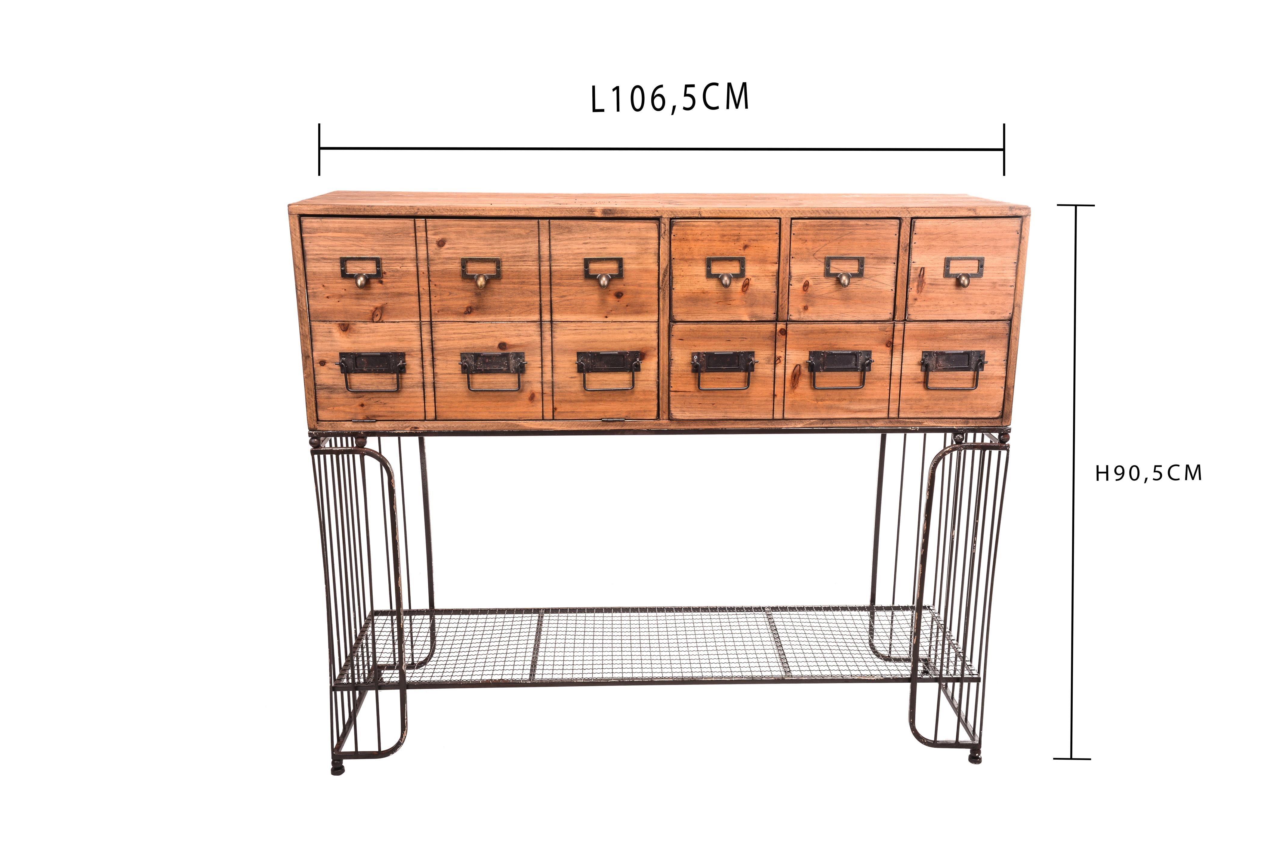 Tavolo con Cassetti e Base in Metallo Larghezza 106 cm