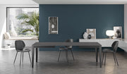 Tavolo Allungabile Big 130-290 cm con Top in Melaminico Cemento Grigio e Gambe in Metallo Nero - Arredo Design Moderno e Versatile