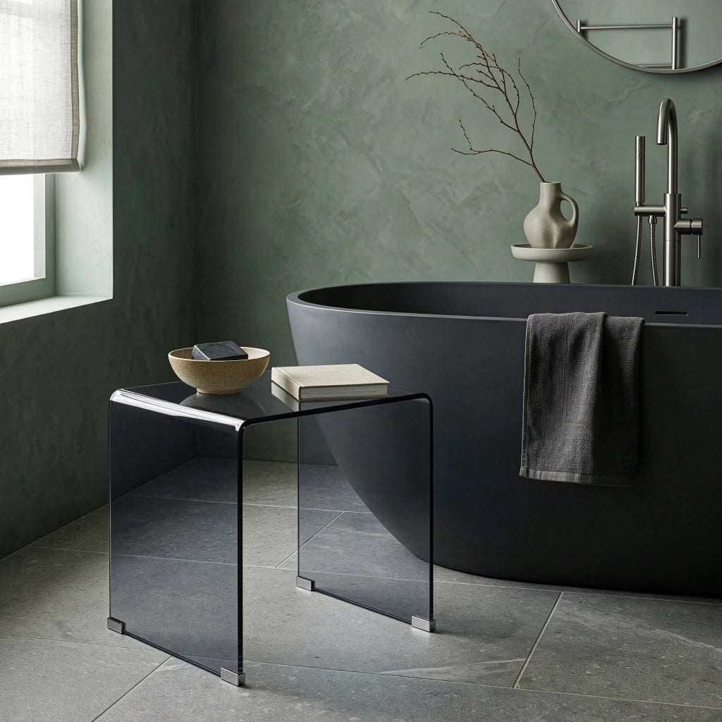 Tavolino da Salotto Varlofrek in Vetro 50 x 50 x 50 cm - Grigio [en.casa]