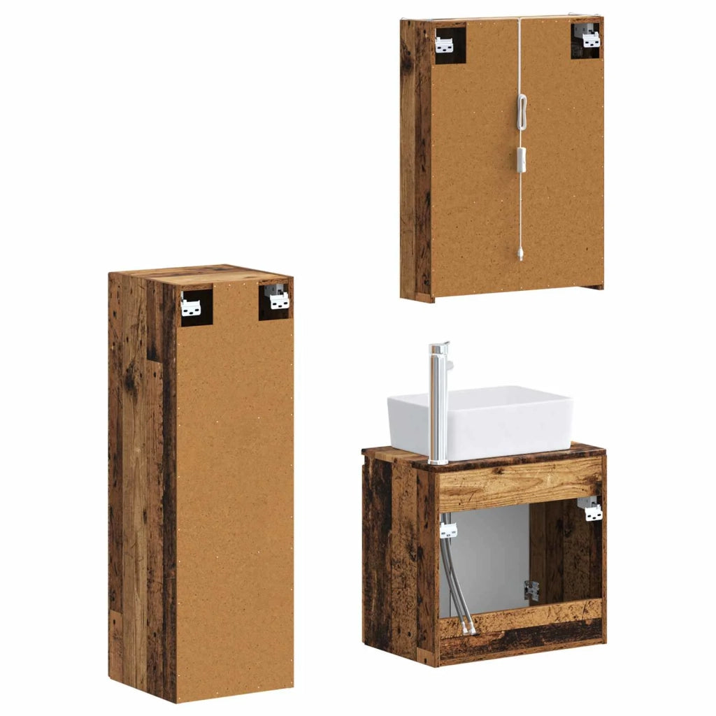Set di mobili per il bagno 4 pcs Legno antico 3407453