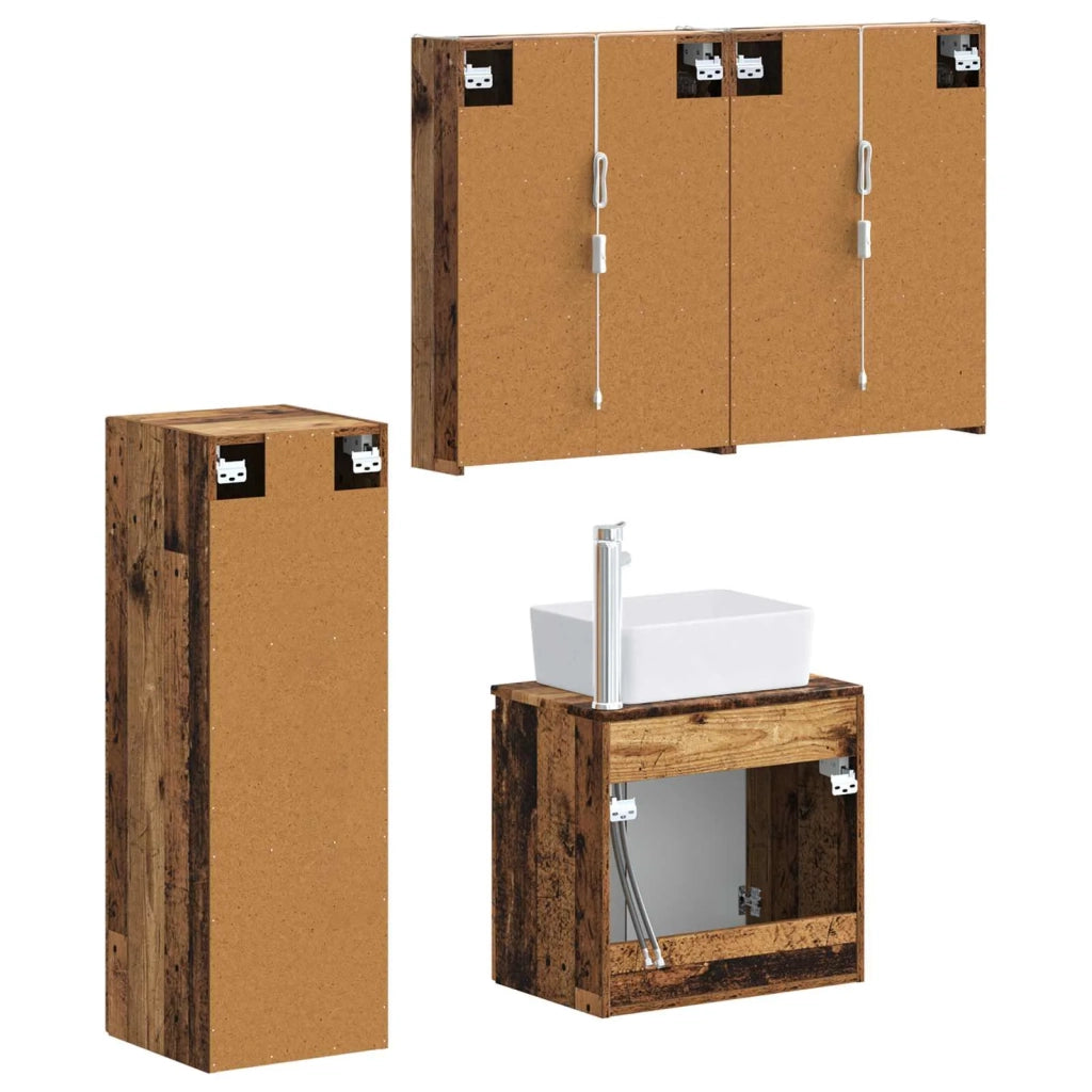 Set di mobili per il bagno 4 pz Legno antico 3407453