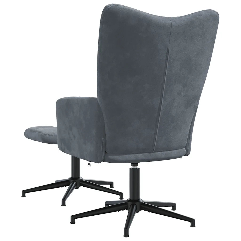 Sedia Relax con Poggiapiedi Grigio Scuro in Velluto 328107