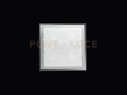 Plafoniera vetro bianco striato 4 luci attacco E27 in metallo e allumnio 50cm Frame