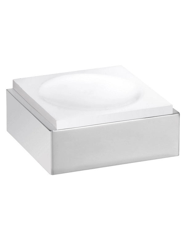 Portasapone da parete GAMMA in resina bianca opaca 10,5 x9,5 x4,5 cm